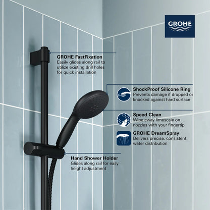 Grohe Tempesta Round 110 24" Shower Rail Set, 2-Spray, 1.5 GPM (5.7 L/min) - 26077