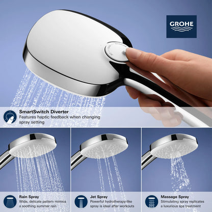 Grohe Tempesta Square 110 Ensemble de barre de douche 24 po, 3 jets, 1,75 GPM - 26906