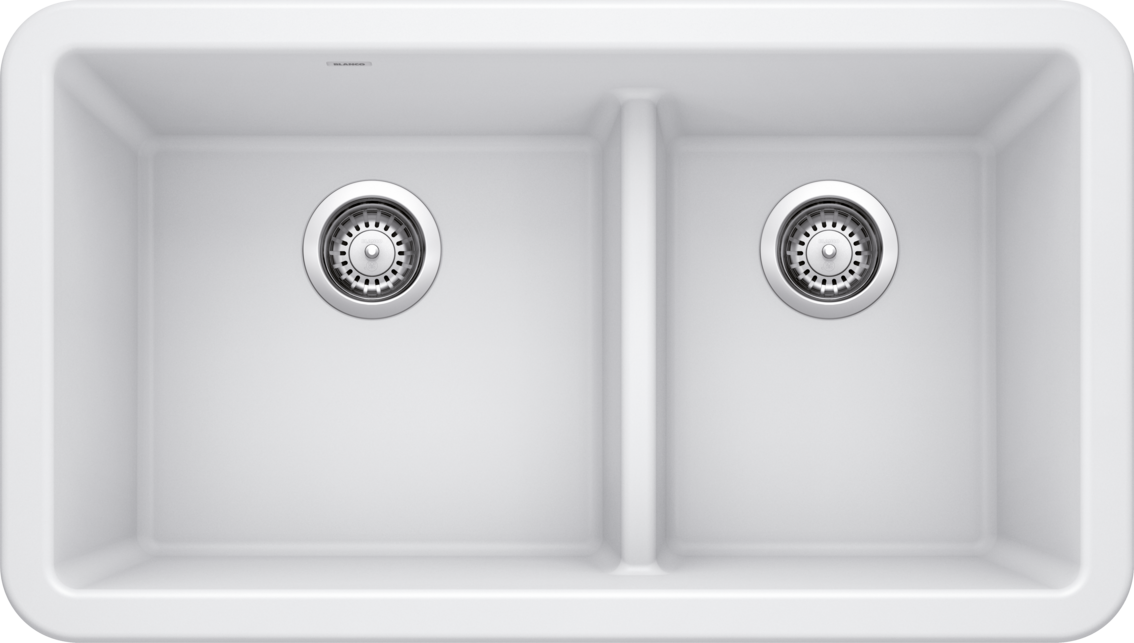 Blanco Ikon 33 Double Bowl Low Divide Undermount Apron Front Silgranit Kitchen Sink