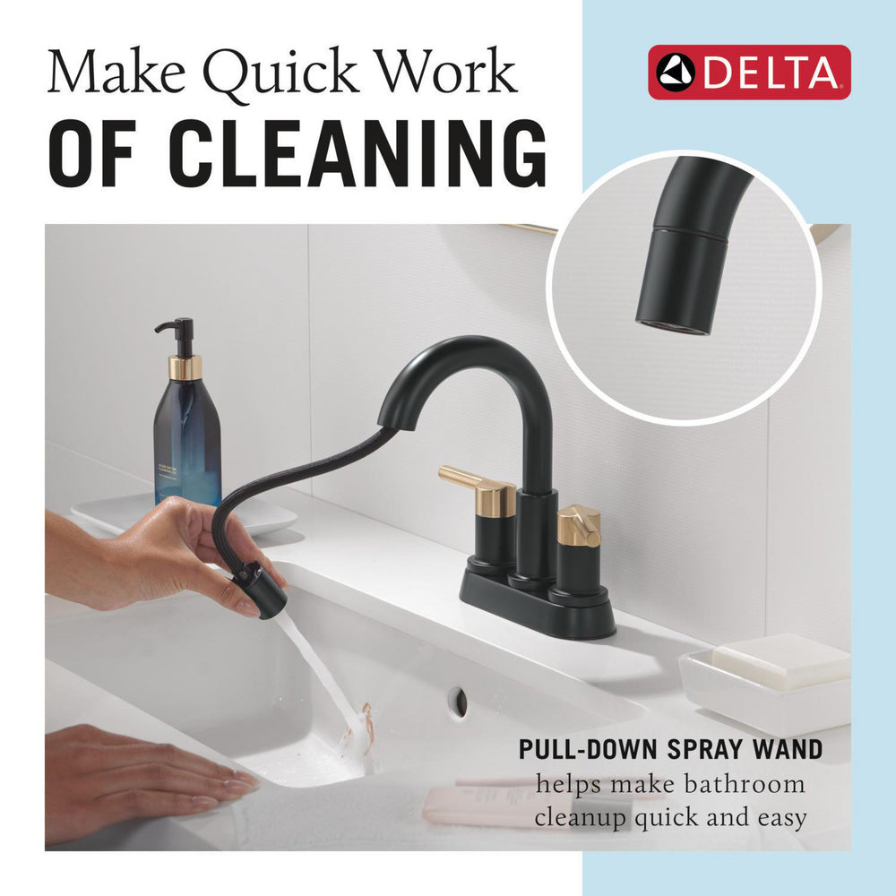 Robinet de salle de bain à tirette Delta Nicoli à poignée double - 25749LF