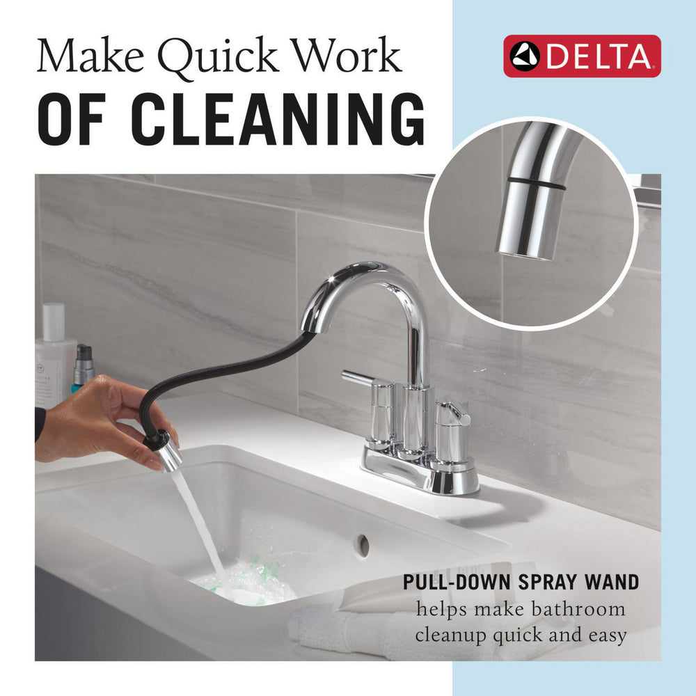 Robinet de salle de bain à tirette Delta Nicoli à poignée double - 25749LF