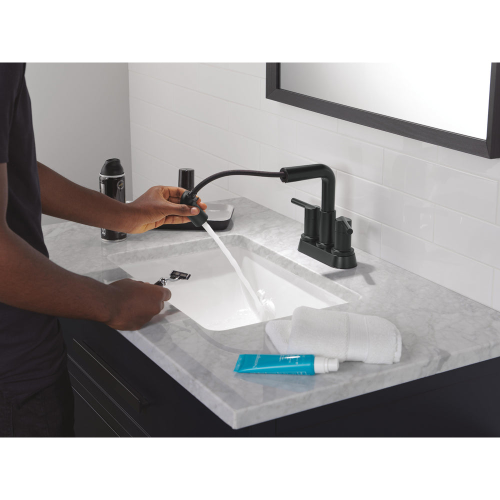 Robinet de salle de bain Delta Nicoli à deux poignées, à bec rétractable, entraxe 20 cm - 25849LF
