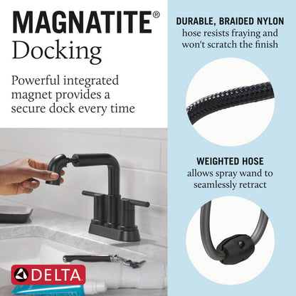 Robinet de salle de bain Delta Nicoli à deux poignées, à bec rétractable, entraxe 20 cm - 25849LF