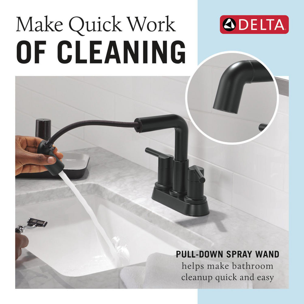 Robinet de salle de bain Delta Nicoli à deux poignées, à bec rétractable, entraxe 20 cm - 25849LF