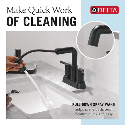 Robinet de salle de bain Delta Nicoli à deux poignées, à bec rétractable, entraxe 20 cm - 25849LF