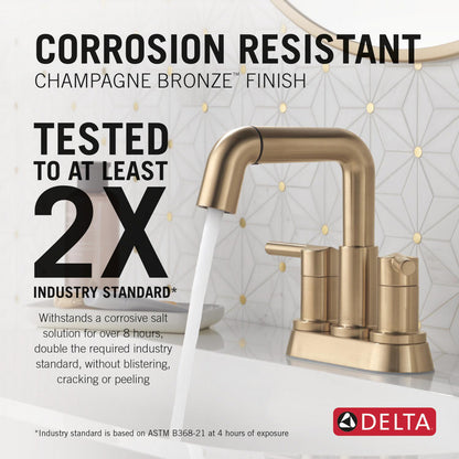 Robinet de salle de bain Delta Nicoli à deux poignées, à bec rétractable, entraxe 20 cm - 25849LF
