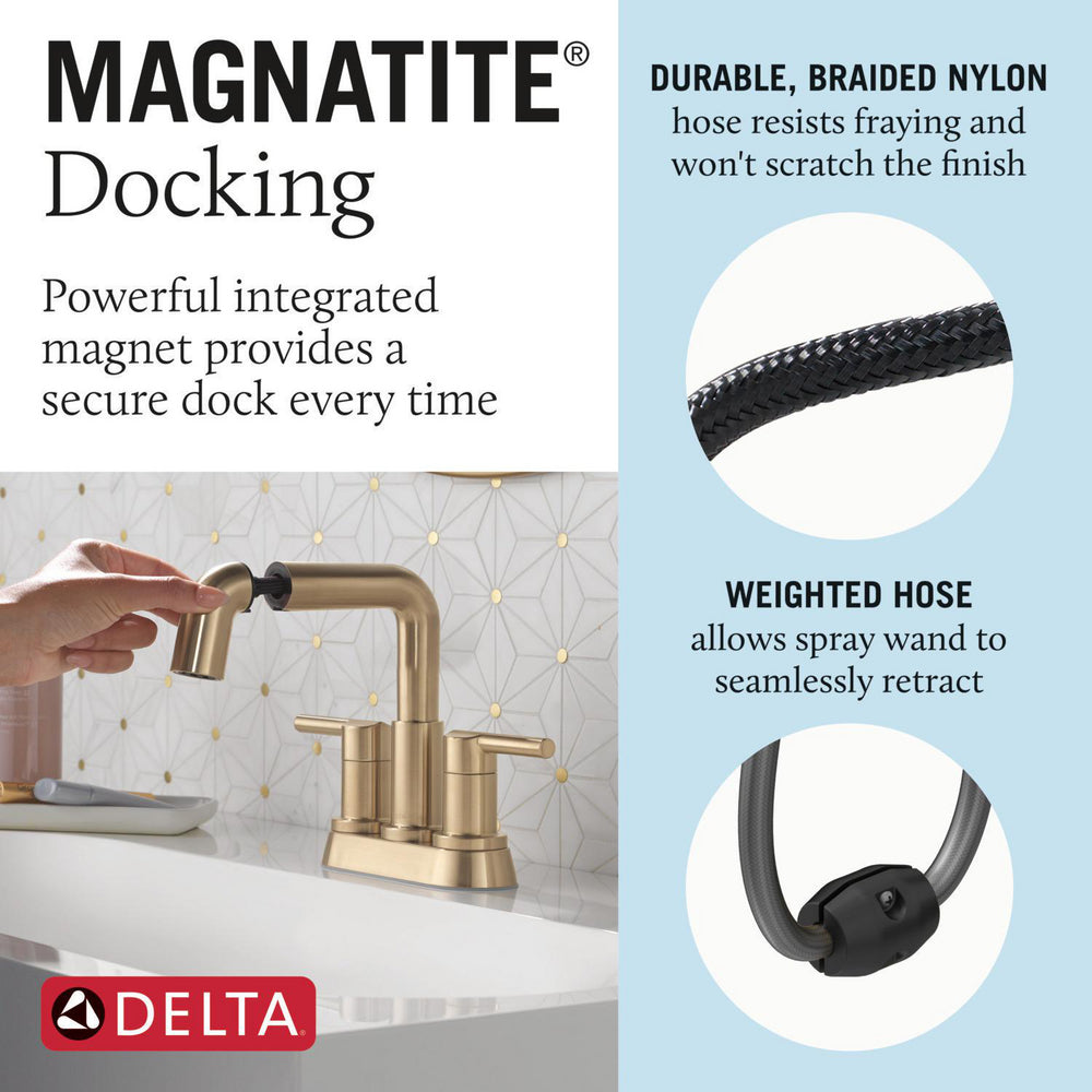 Robinet de salle de bain Delta Nicoli à deux poignées, à bec rétractable, entraxe 20 cm - 25849LF