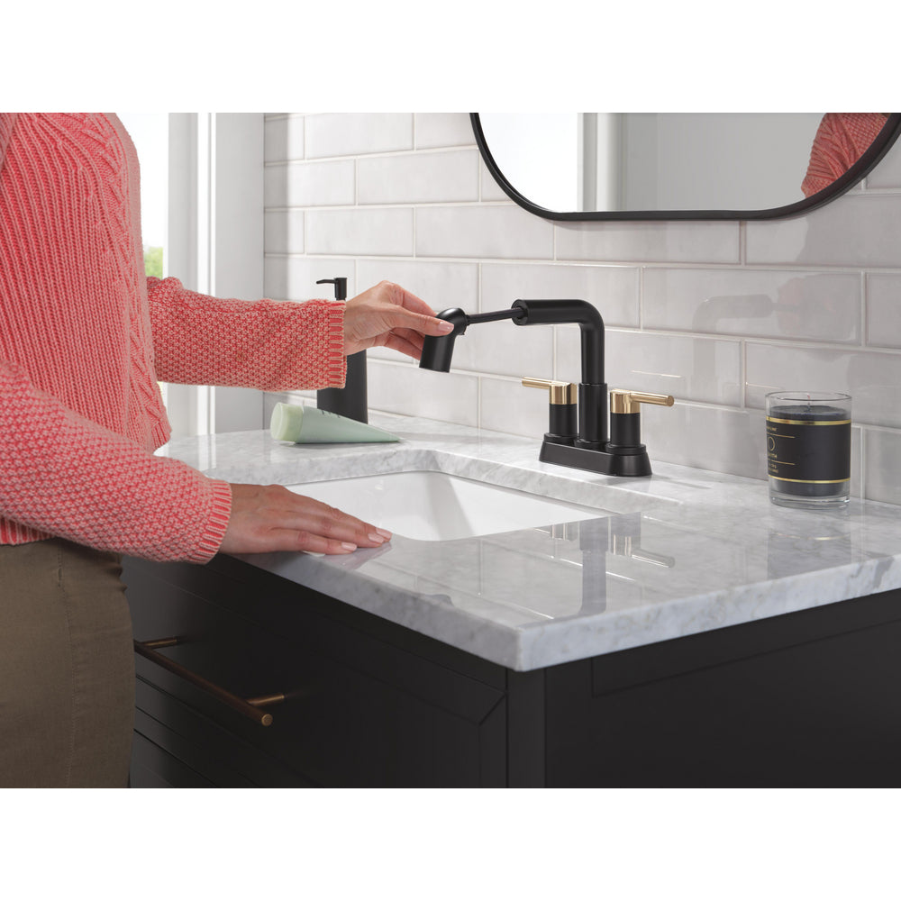 Robinet de salle de bain Delta Nicoli à deux poignées, à bec rétractable, entraxe 20 cm - 25849LF