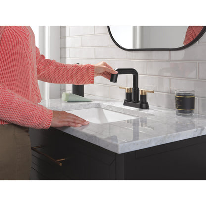 Robinet de salle de bain Delta Nicoli à deux poignées, à bec rétractable, entraxe 20 cm - 25849LF