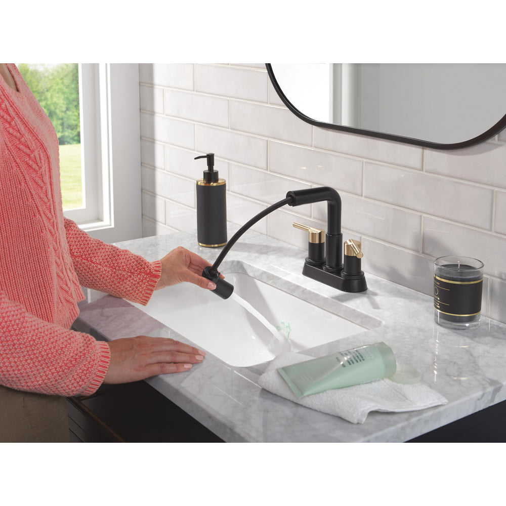 Robinet de salle de bain Delta Nicoli à deux poignées, à bec rétractable, entraxe 20 cm - 25849LF