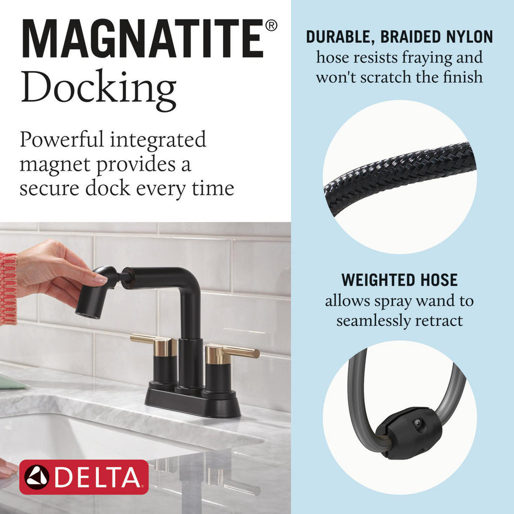 Robinet de salle de bain Delta Nicoli à deux poignées, à bec rétractable, entraxe 20 cm - 25849LF