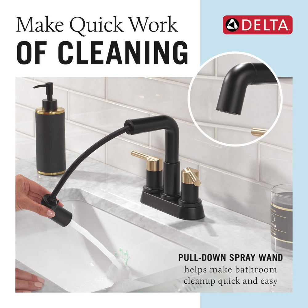 Robinet de salle de bain Delta Nicoli à deux poignées, à bec rétractable, entraxe 20 cm - 25849LF