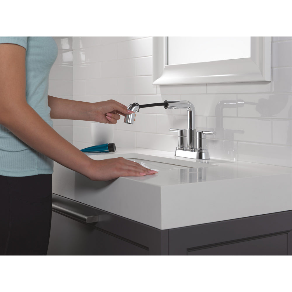 Robinet de salle de bain Delta Nicoli à deux poignées, à bec rétractable, entraxe 20 cm - 25849LF