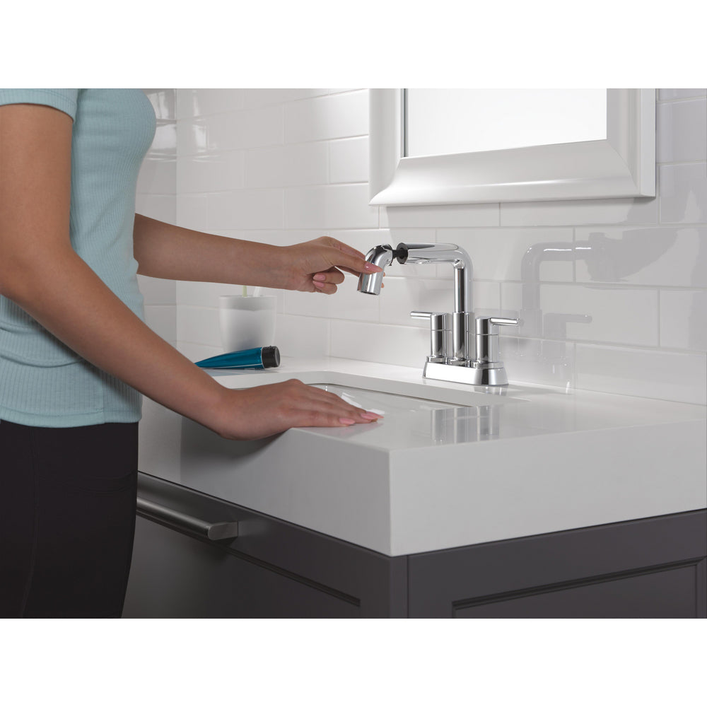 Robinet de salle de bain Delta Nicoli à deux poignées, à bec rétractable, entraxe 20 cm - 25849LF