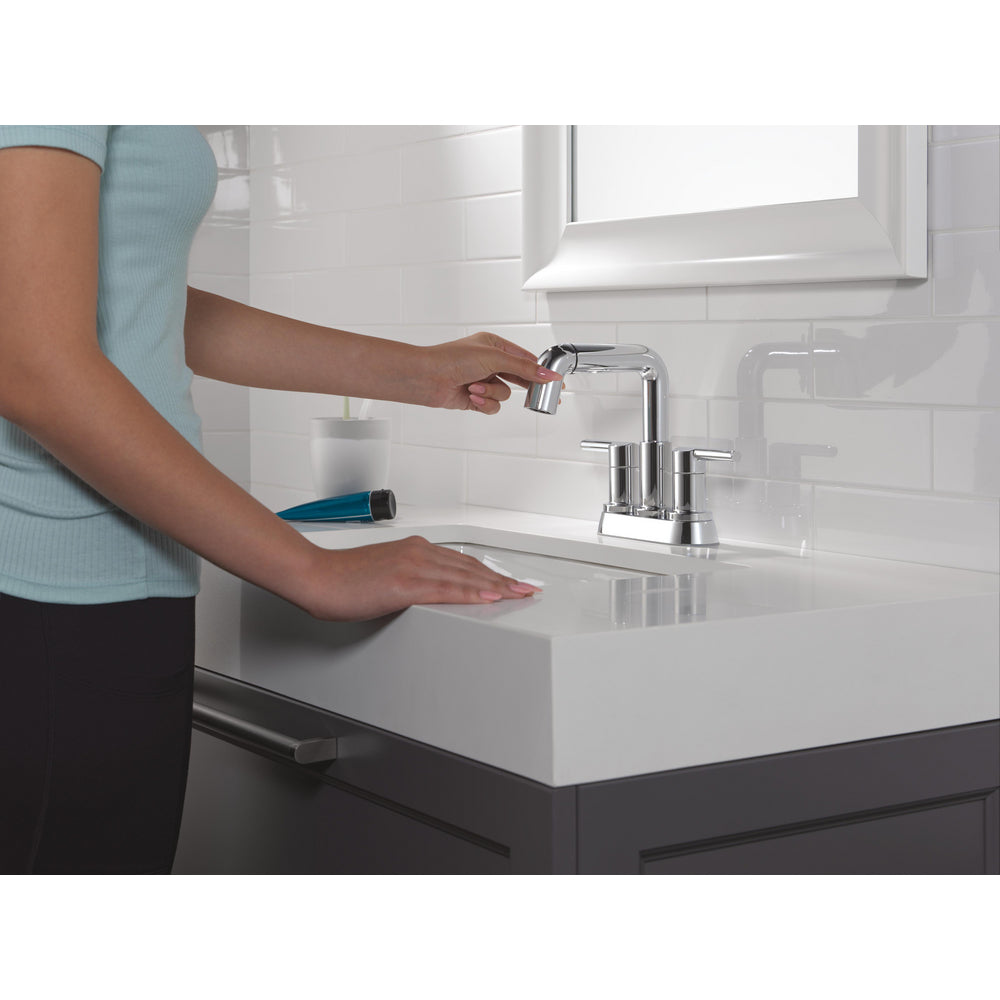 Robinet de salle de bain Delta Nicoli à deux poignées, à bec rétractable, entraxe 20 cm - 25849LF