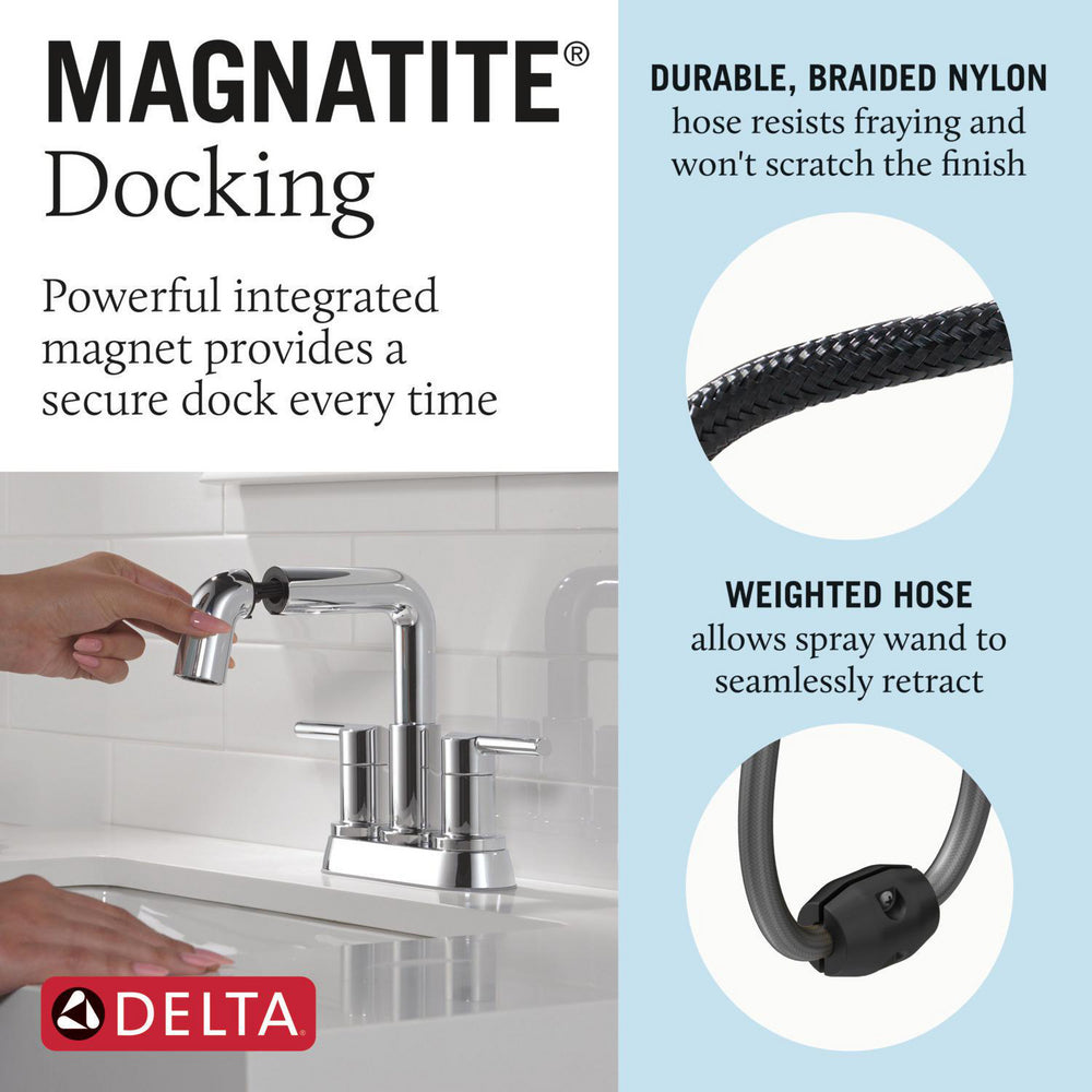 Robinet de salle de bain Delta Nicoli à deux poignées, à bec rétractable, entraxe 20 cm - 25849LF