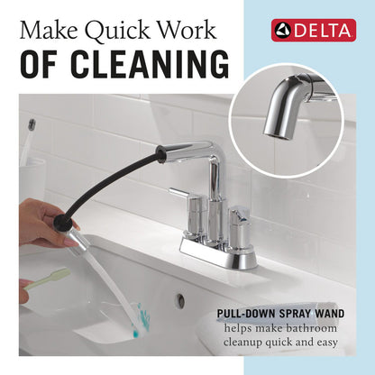 Robinet de salle de bain Delta Nicoli à deux poignées, à bec rétractable, entraxe 20 cm - 25849LF