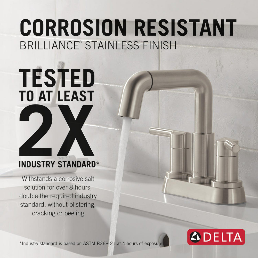 Robinet de salle de bain Delta Nicoli à deux poignées, à bec rétractable, entraxe 20 cm - 25849LF