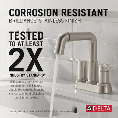 Robinet de salle de bain Delta Nicoli à deux poignées, à bec rétractable, entraxe 20 cm - 25849LF