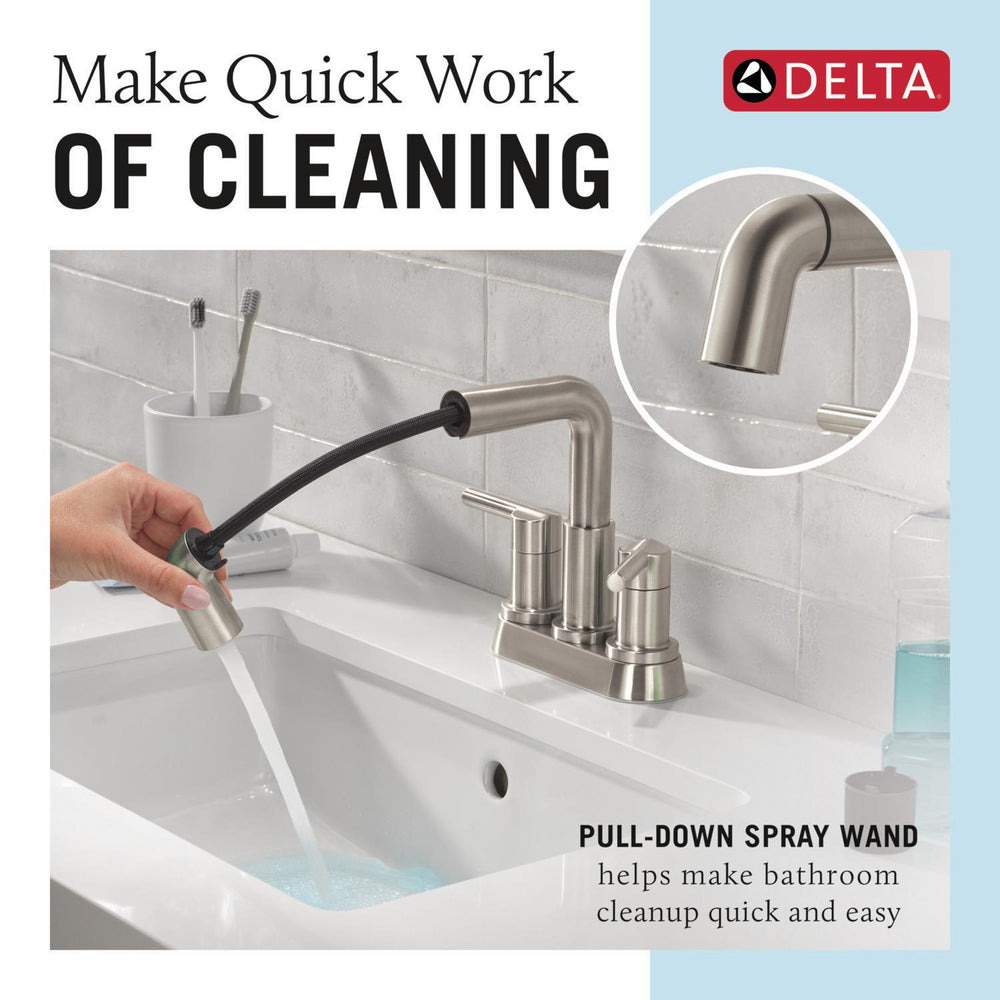 Robinet de salle de bain Delta Nicoli à deux poignées, à bec rétractable, entraxe 20 cm - 25849LF