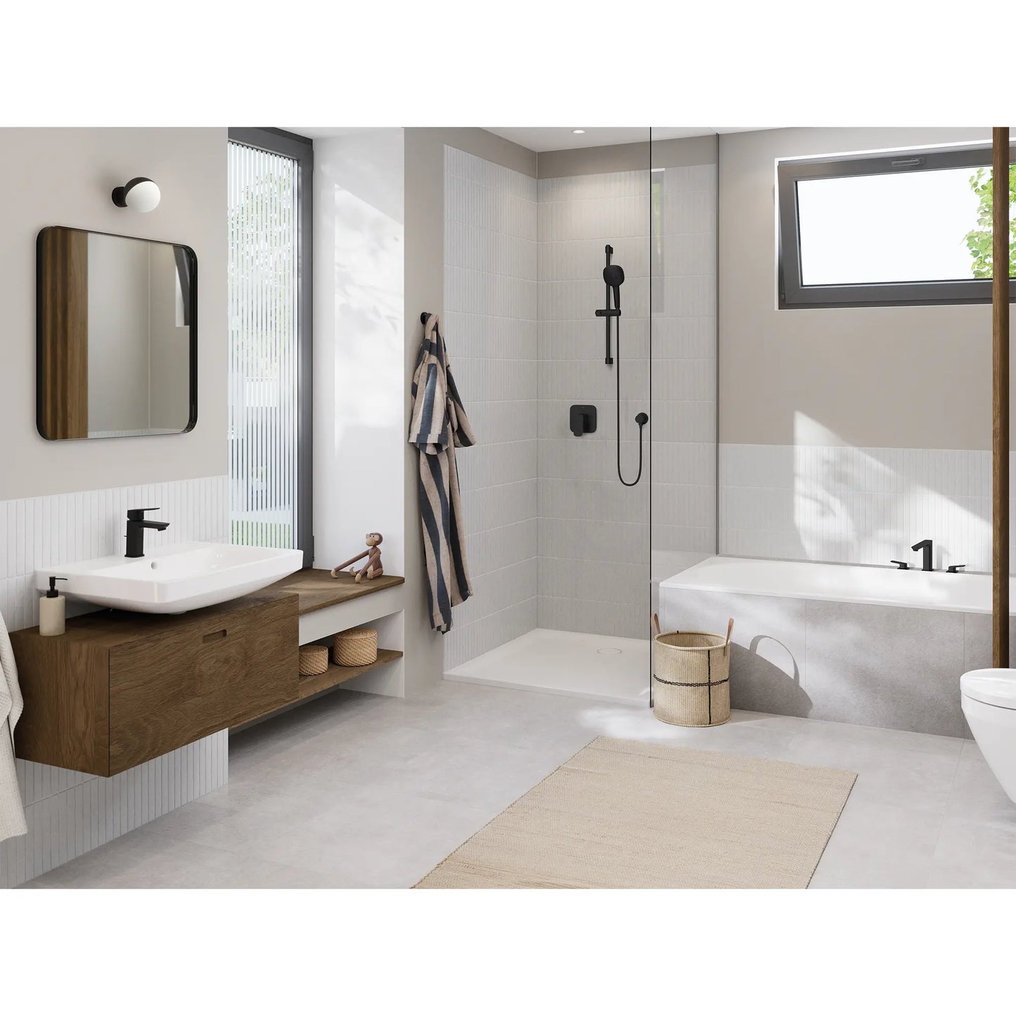 Grohe Tempesta Square 110 Ensemble de barre de douche 24 po, 3 jets, 1,75 GPM - 26906