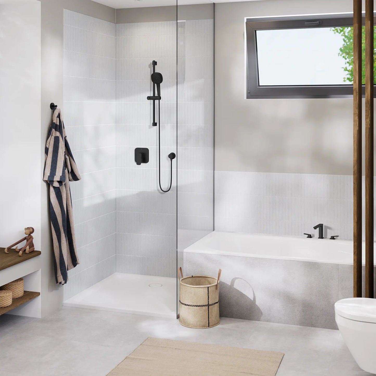 Grohe Tempesta Square 110 Ensemble de barre de douche 24 po, 3 jets, 1,75 GPM - 26906