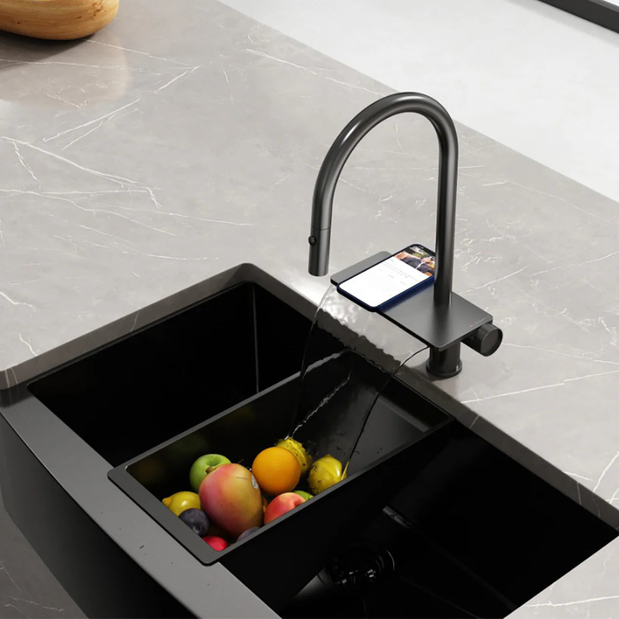 Kodaen Tiffany Single handle Pull-down Spray & Waterfall Kitchen Faucet