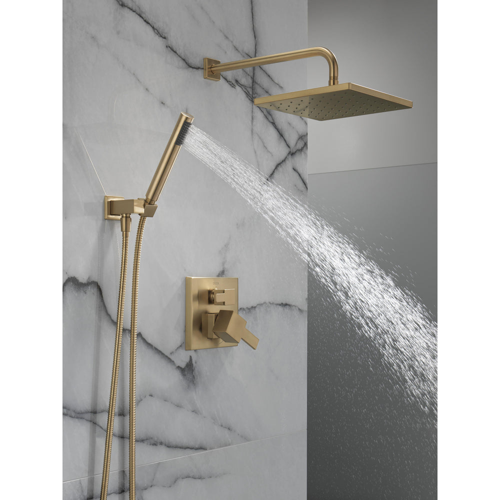 Delta Mitigeur de douche moderne Série 14 avec pommeau de douche effet pluie, douchette à main et robinet brut - 342701