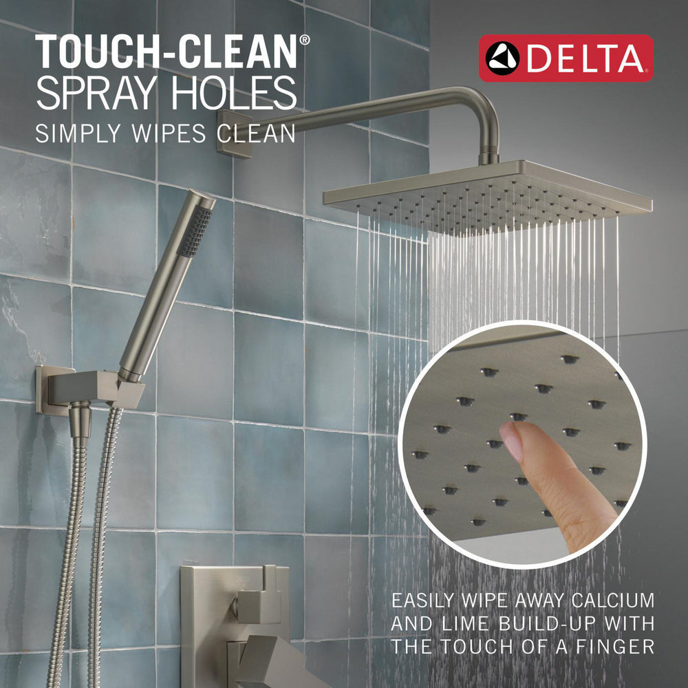 Delta Mitigeur de douche moderne Série 14 avec pommeau de douche effet pluie, douchette à main et robinet brut - 342701