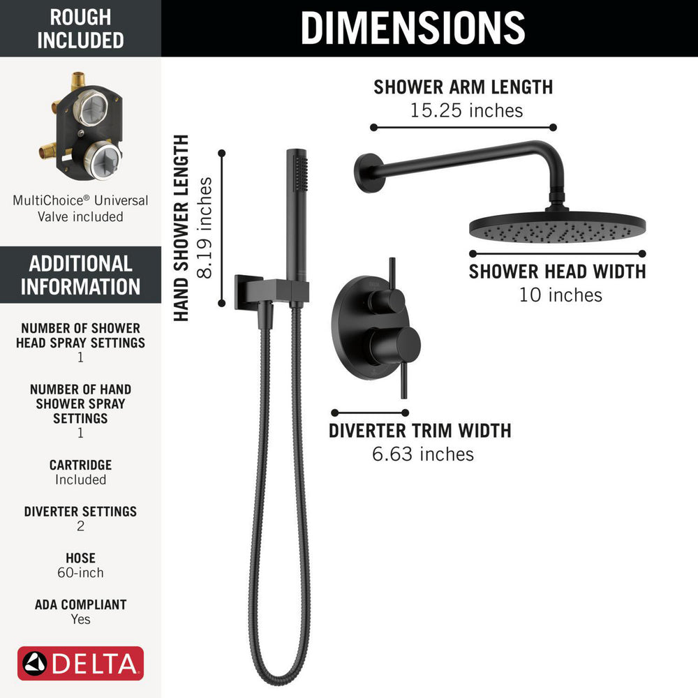 Delta Modern Monitor 14 Series Shower with Raincan, Hand Shower & Rough Valve - 342702