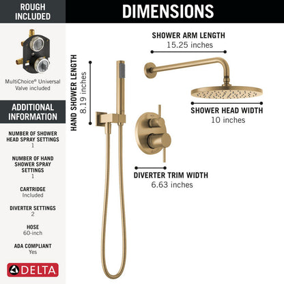 Delta Modern Monitor 14 Series Shower with Raincan, Hand Shower & Rough Valve - 342702