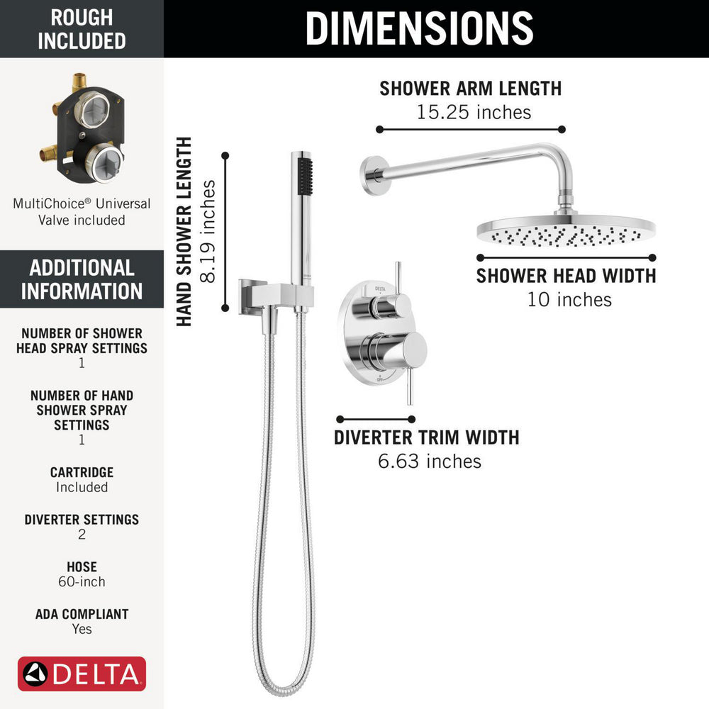 Delta Modern Monitor 14 Series Shower with Raincan, Hand Shower & Rough Valve - 342702