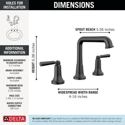 Robinet de salle de bain Delta Saylor à deux poignées et entraxe large - 3536