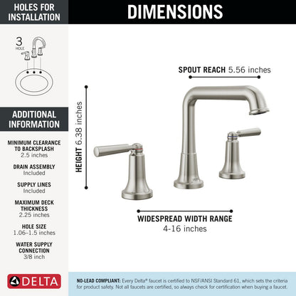 Robinet de salle de bain Delta Saylor à deux poignées et entraxe large - 3536