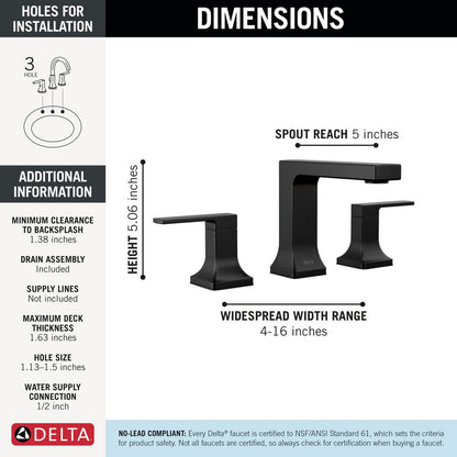 Delta Velum Two Handle Widespread Bathroom Faucet - 3537LF