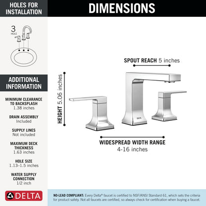 Delta Velum Two Handle Widespread Bathroom Faucet - 3537LF