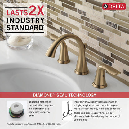 Delta Lahara Two Handle Widespread Bathroom Faucet - 3538