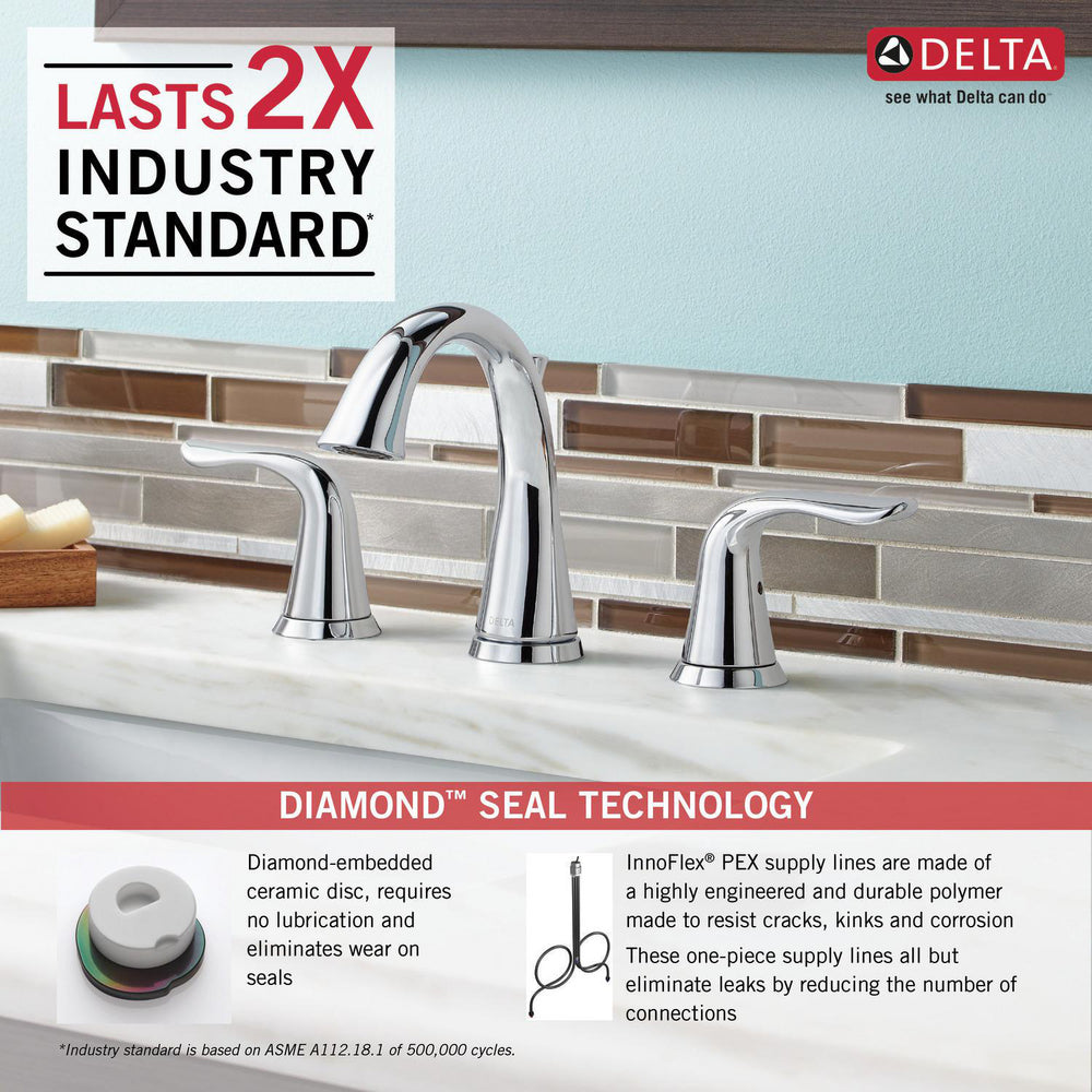 Delta Lahara Two Handle Widespread Bathroom Faucet - 3538