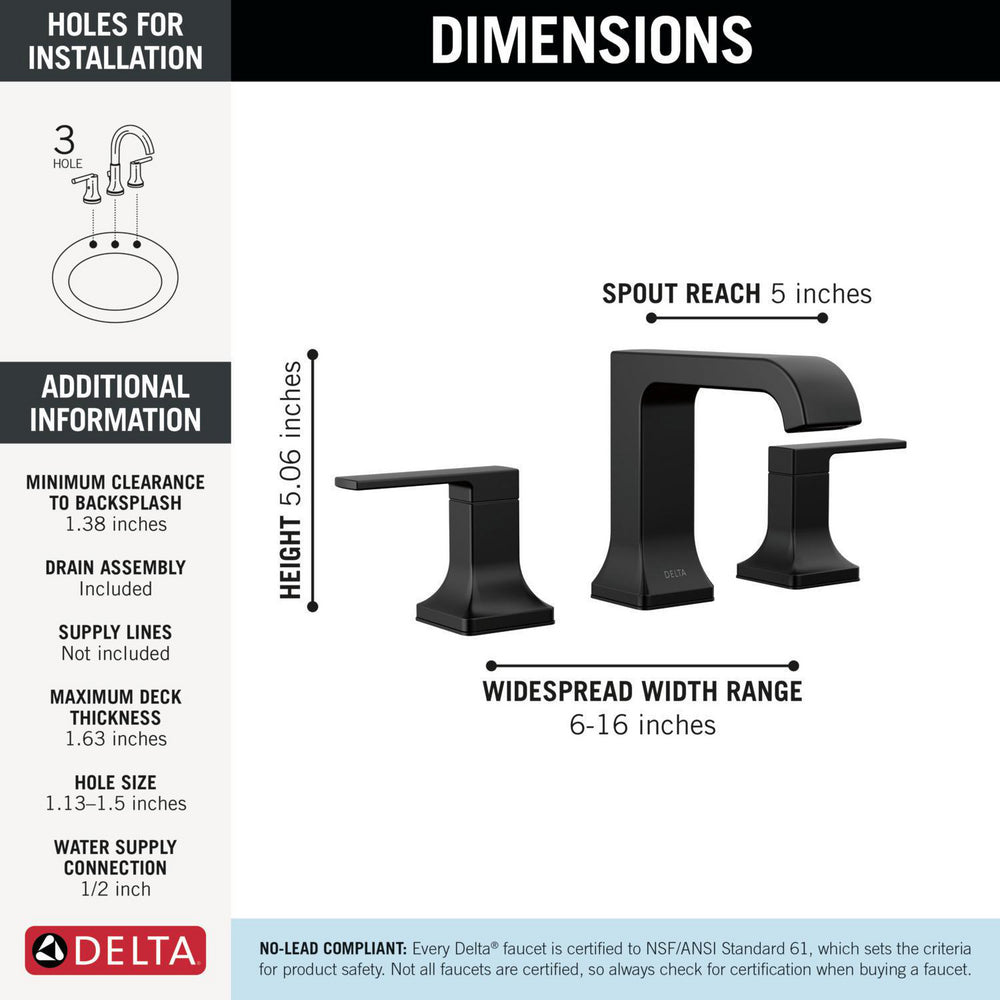 Delta Velum Two Handle Widespread Bathroom Faucet - 3539LF