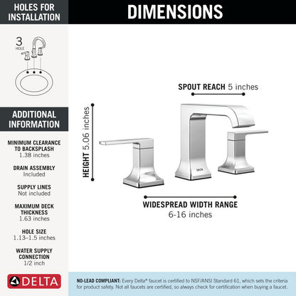 Delta Velum Two Handle Widespread Bathroom Faucet - 3539LF