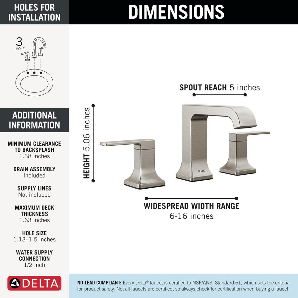 Delta Velum Two Handle Widespread Bathroom Faucet - 3539LF