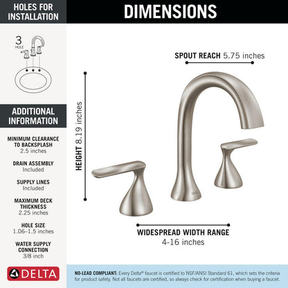 Delta 3545 Bonacci Stainless - specifications