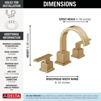 Delta Vero Two Handle Widespread Bathroom Faucet - 3553LF