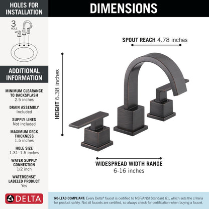 Delta Vero Two Handle Widespread Bathroom Faucet - 3553LF