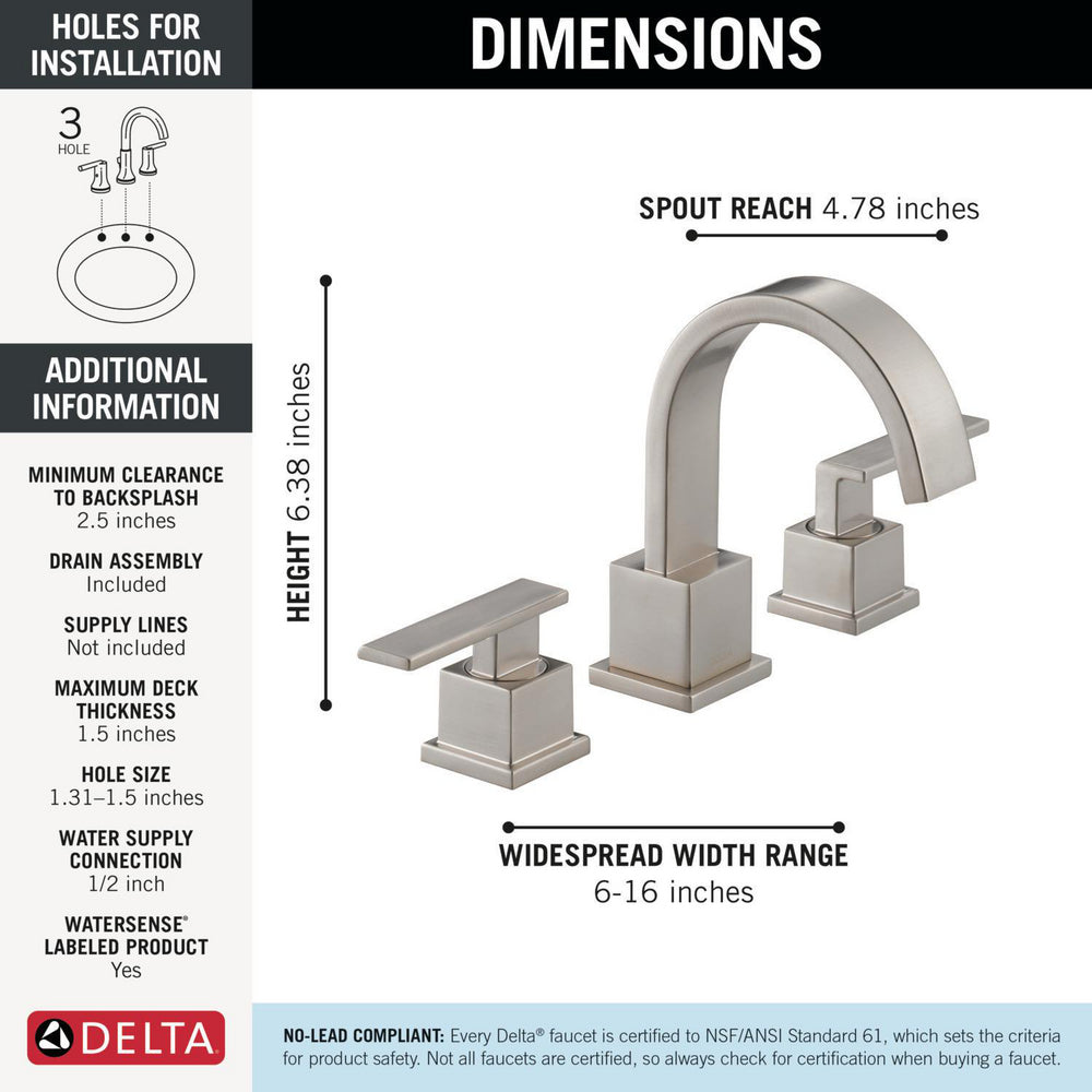 Delta Vero Two Handle Widespread Bathroom Faucet - 3553LF