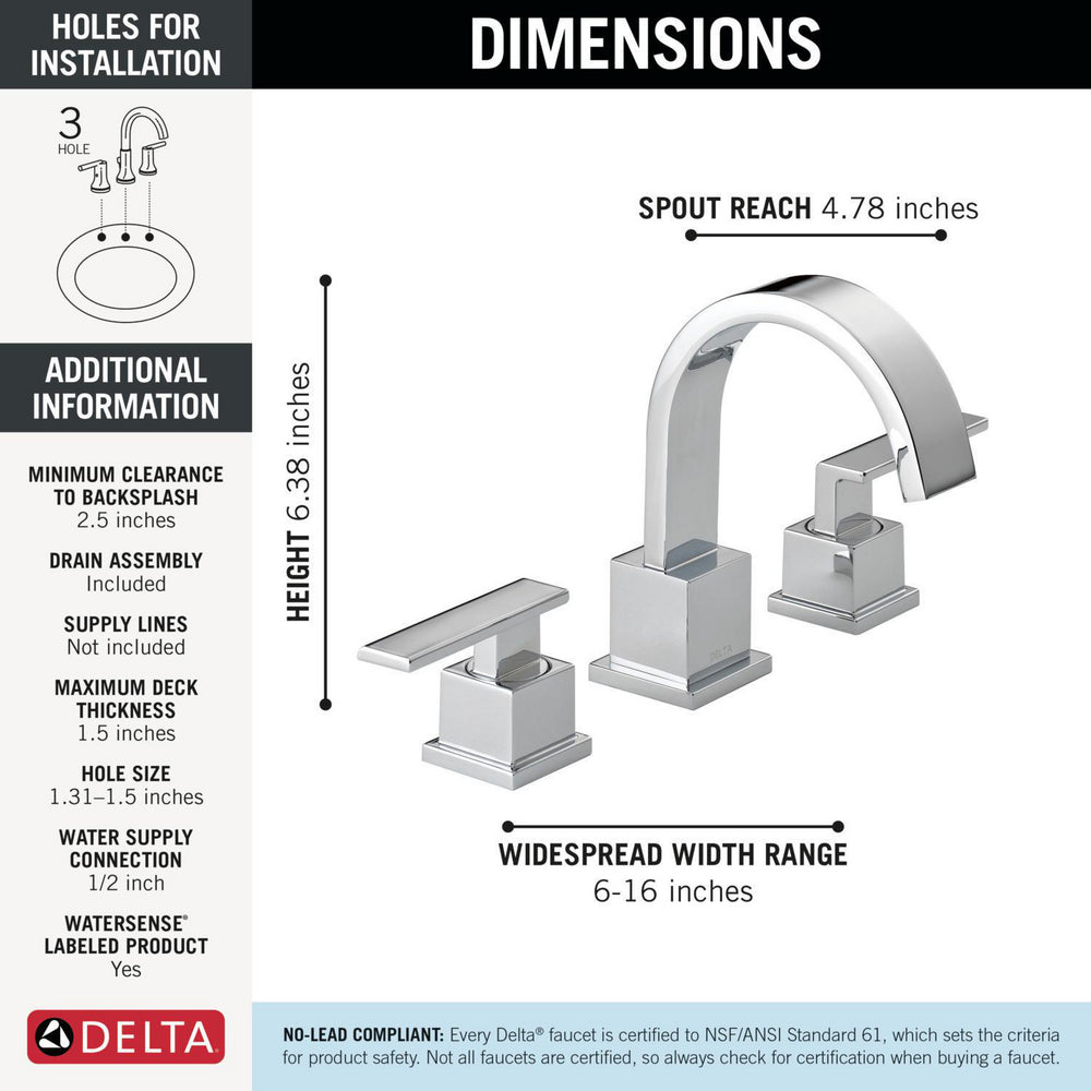 Delta Vero Two Handle Widespread Bathroom Faucet - 3553LF