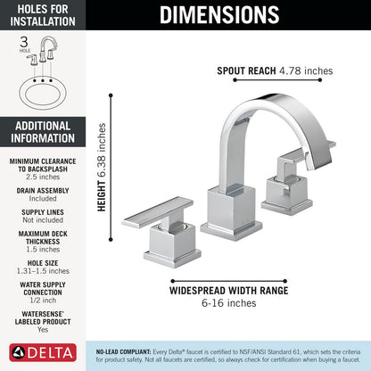 Delta Vero Two Handle Widespread Bathroom Faucet - 3553LF