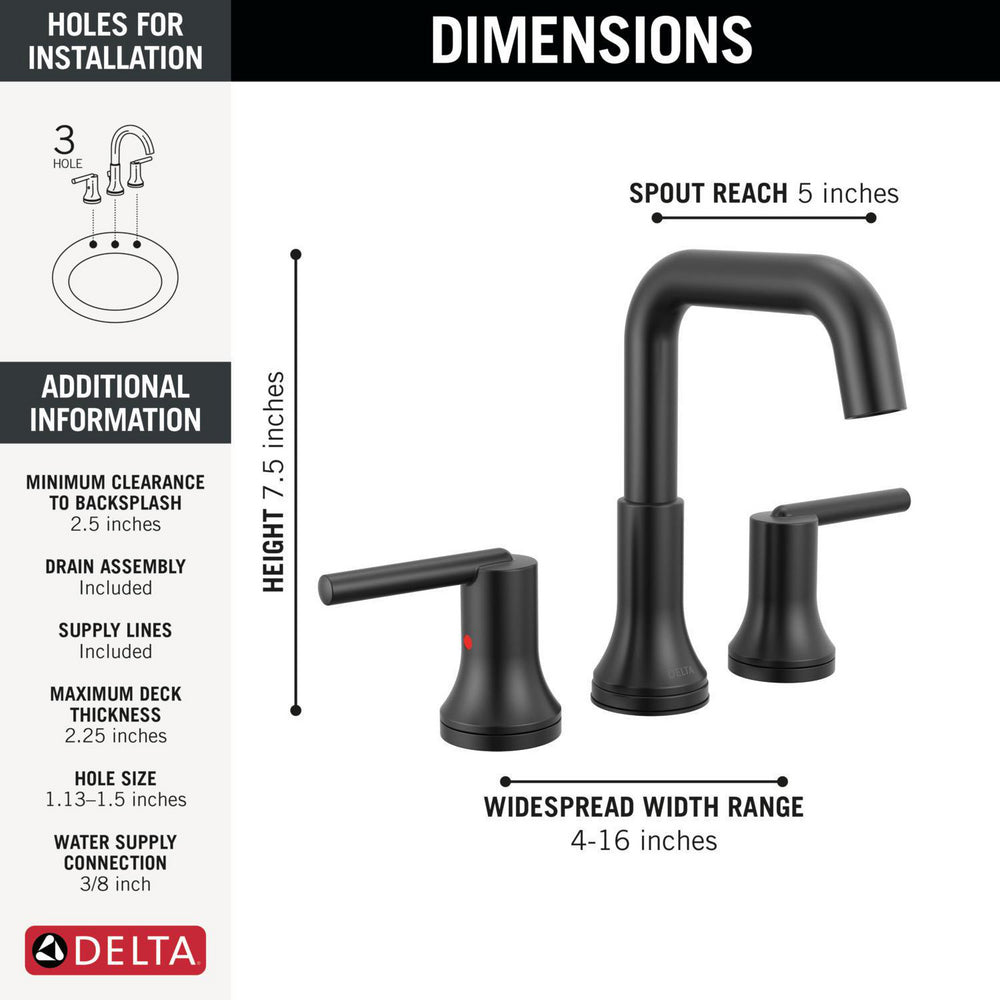 Delta Trinsic Two Handle Widespread Bathroom Faucet - 3554