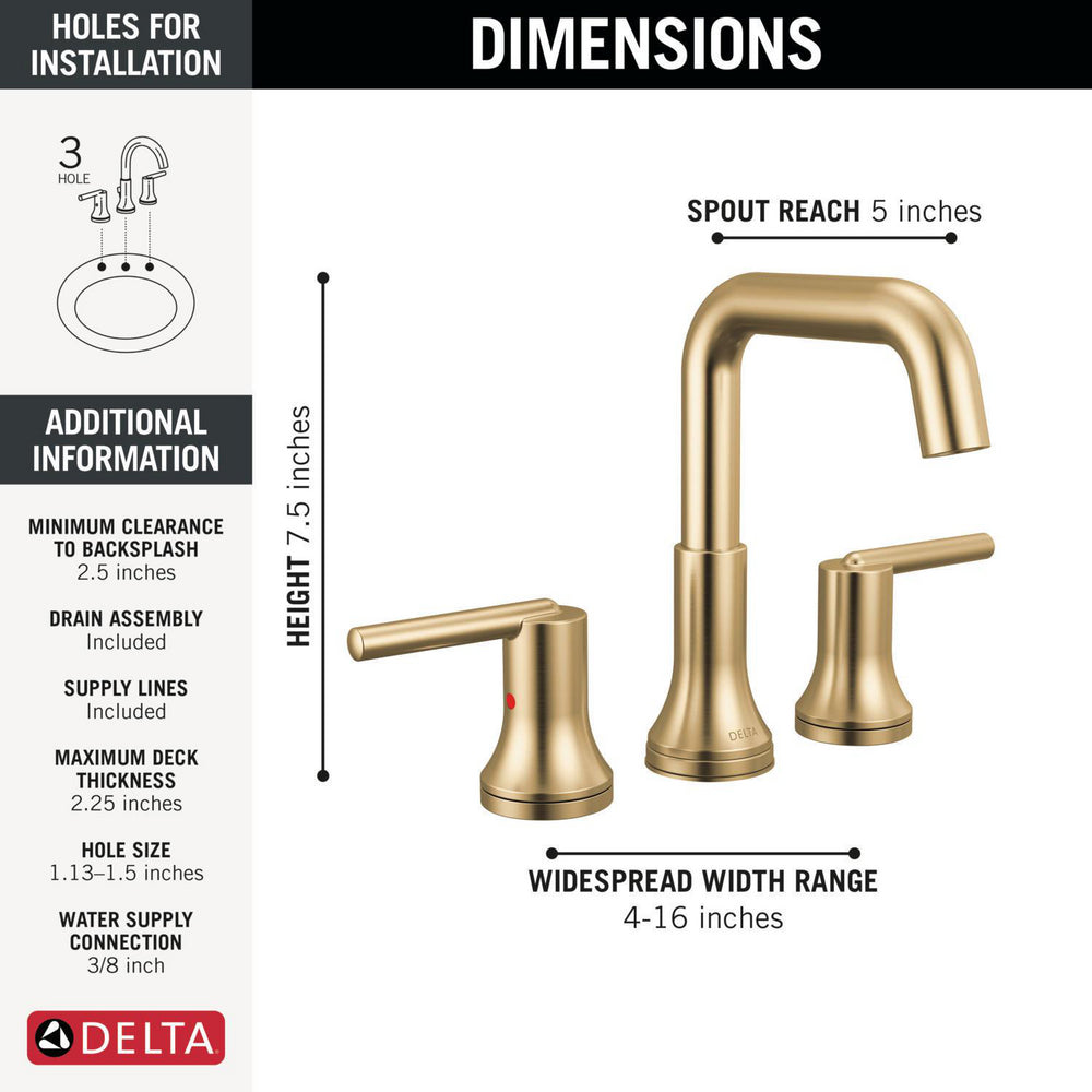 Delta Trinsic Two Handle Widespread Bathroom Faucet - 3554