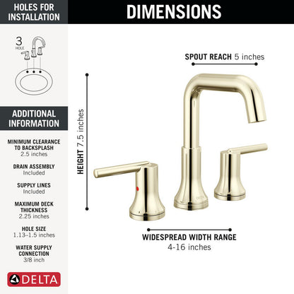 Delta Trinsic Two Handle Widespread Bathroom Faucet - 3554